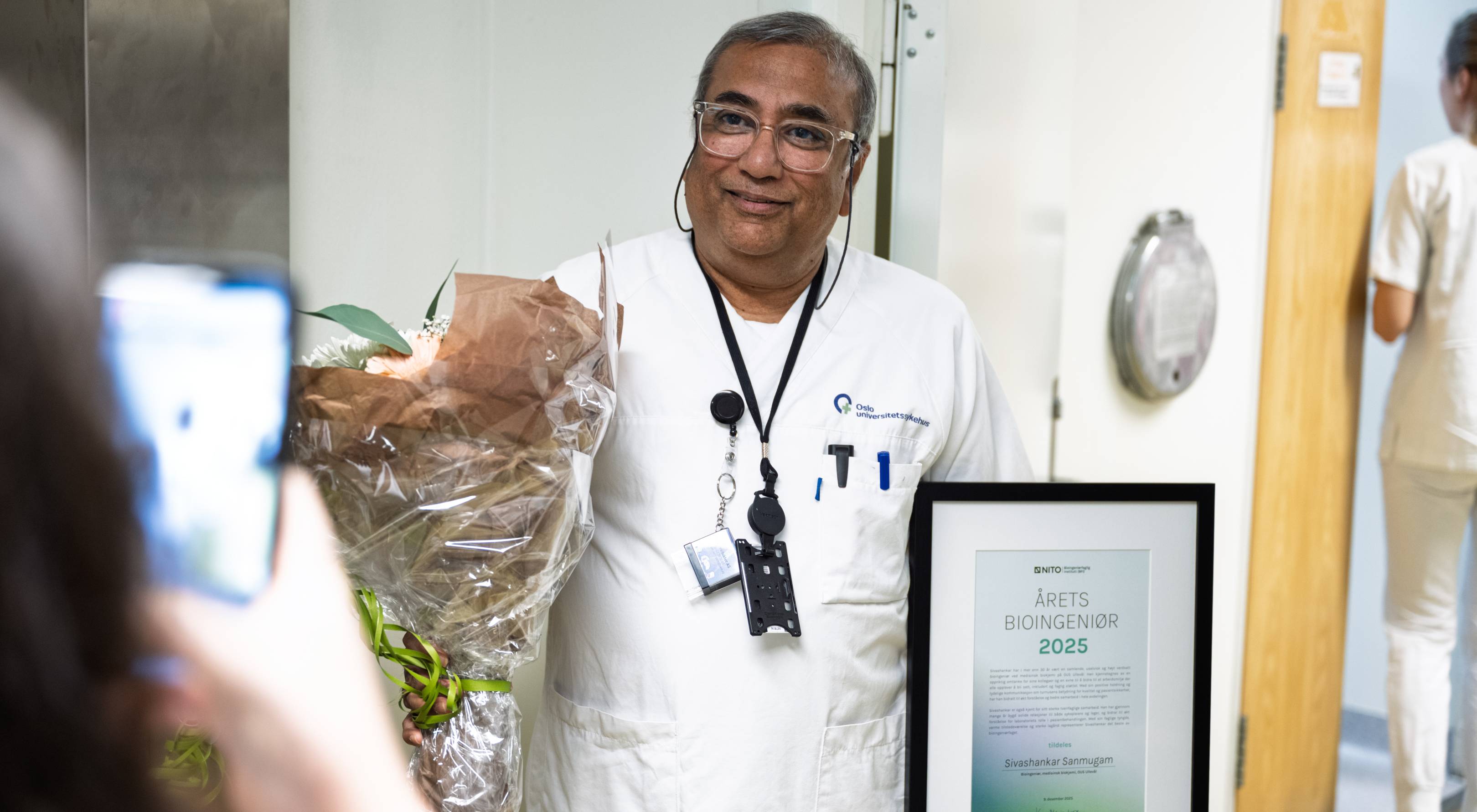 Bilde av vinneren av prisen årets bioingeniør 2025, Sivashankar Sanmugam. 