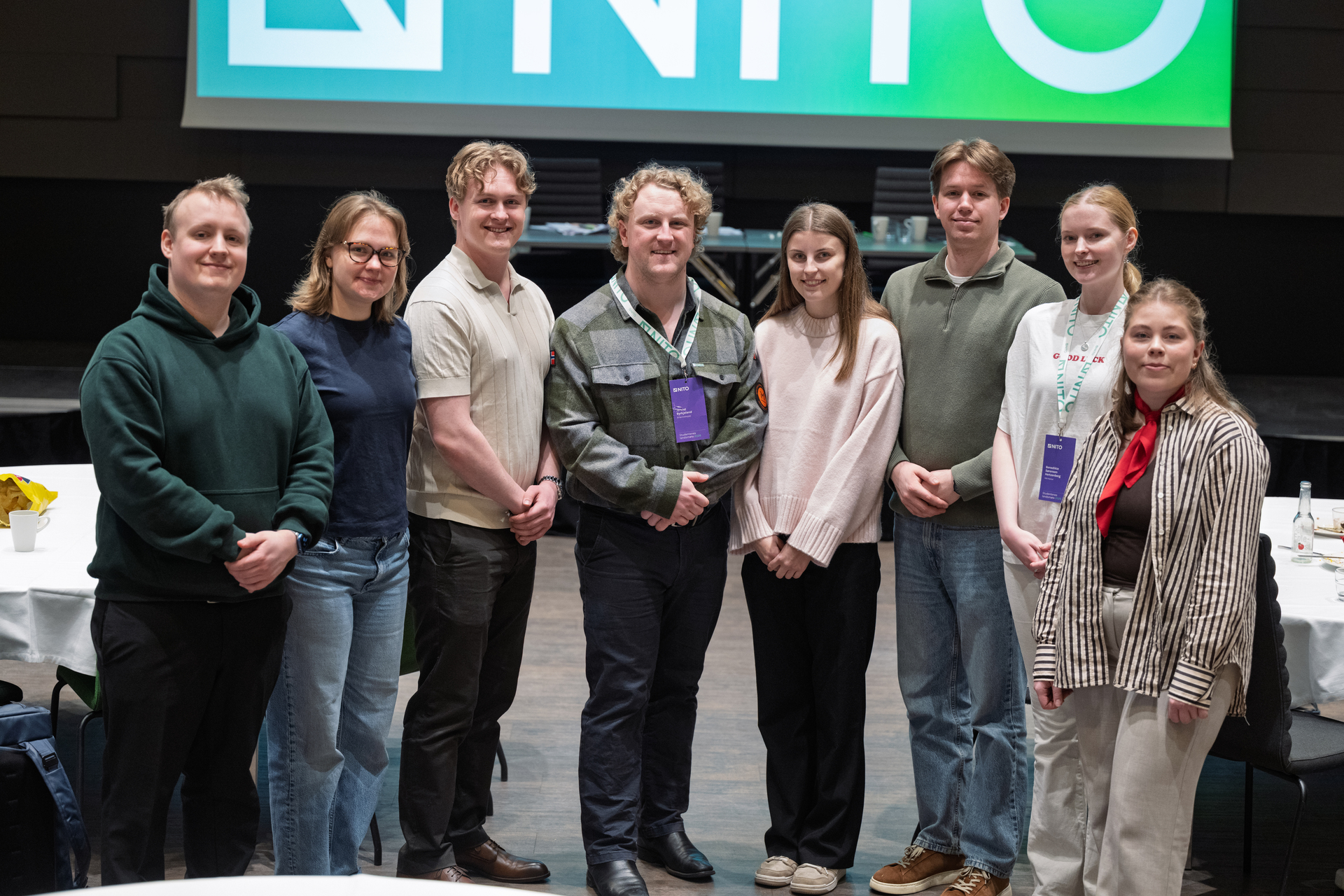 four men and four women in a group photo of NITO Students' Central Board. The picture was taken at the national meeting.