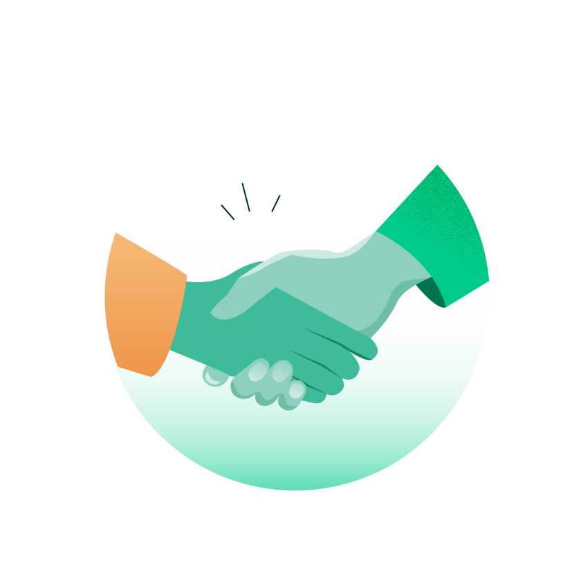 Illustrasjon av et håndtrykk som symboliserer forhandlinger og enighet i lønnsoppgjøret for tillitsvalgte.